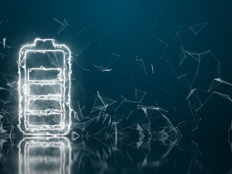 Darstellung eines leeren Akkus und zellulärer Regeneration zur Visualisierung, wie man biologisch ein Burnout behandeln kann.