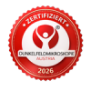 Rotes Siegel für zertifizierte Dunkelfeldmikroskopie Austria 2026 - fundierte Diagnostik in der Naturheilkunde Wien.